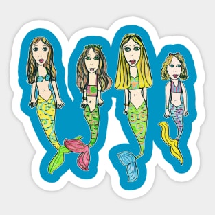 Tane's Drawing of My Girls as Mermaids Sticker